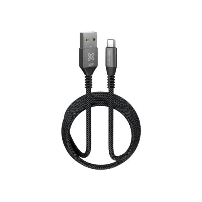 Klip Xtreme - USB cable - 24 pin USB-C - 9 pin USB Type A - 1.8 m - Black - 30W Braided Fast charging-2