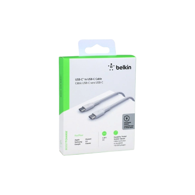 Belkin BoostCharge - Cable USB - 24 pin USB-C (M) a 24 pin USB-C (M) - 1 m - blanco-1