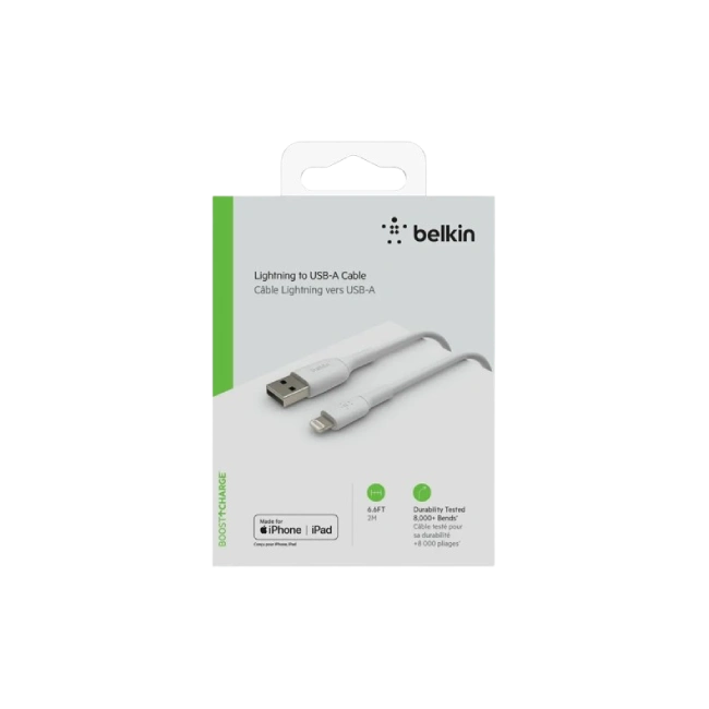 Belkin BoostCharge - Cable Lightning - 24 pin USB-C macho a Lightning macho - 2 m - blanco