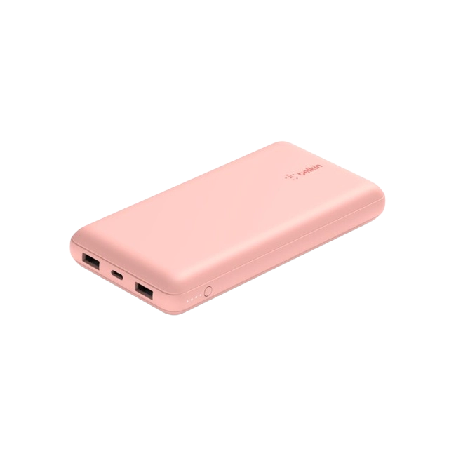 Belkin - Cargador portátil - 20000 mAh - 15 vatios - 3 A - 3 conectores de salida (24 pin USB-C, 2 x USB) - en el cable: USB-C - negro-2