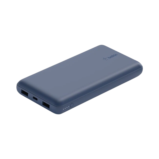 Belkin - Cargador portátil - 20000 mAh - 15 vatios - 3 conectores de salida (USB, 24 pin USB-C) - en el cable: USB-C - azul-1