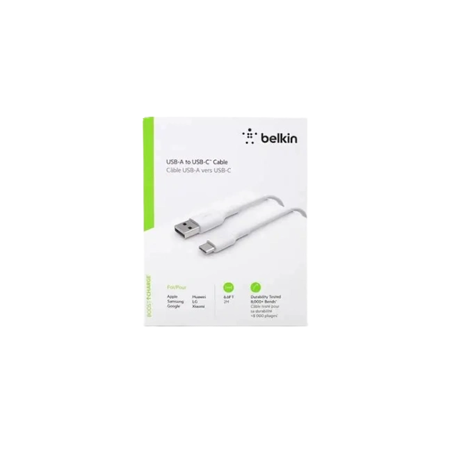 Belkin - Cable Braided - USB-C to USB-A Cable 2M WH
