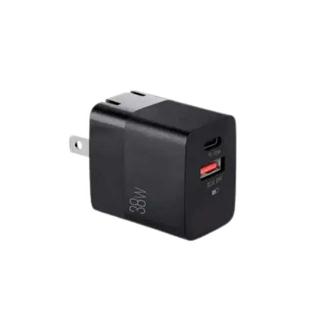 Cargador Dual Rapido Argom ARG-AC-0122BK Tipo C y USB Para Pared 38W Plegable-3