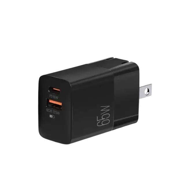 Cargador Dual Rapido Argom ARG-AC-0125BK Tipo C y USB Para Pared 65W Volta P7 con Enchufe Plegable-3