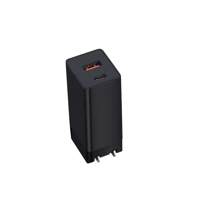 Cargador Dual Rapido Argom ARG-AC-0125BK Tipo C y USB Para Pared 65W Volta P7 con Enchufe Plegable-4