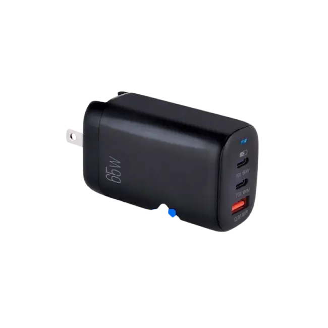 VOLTA P8 65W DUAL PD TYPE-C + USB CON CARGADOR DE PARED CON ENCHUFE PLEGABLE-1