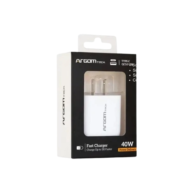 CARGADOR DE PARED DOBLE TIPO C DE 40 W