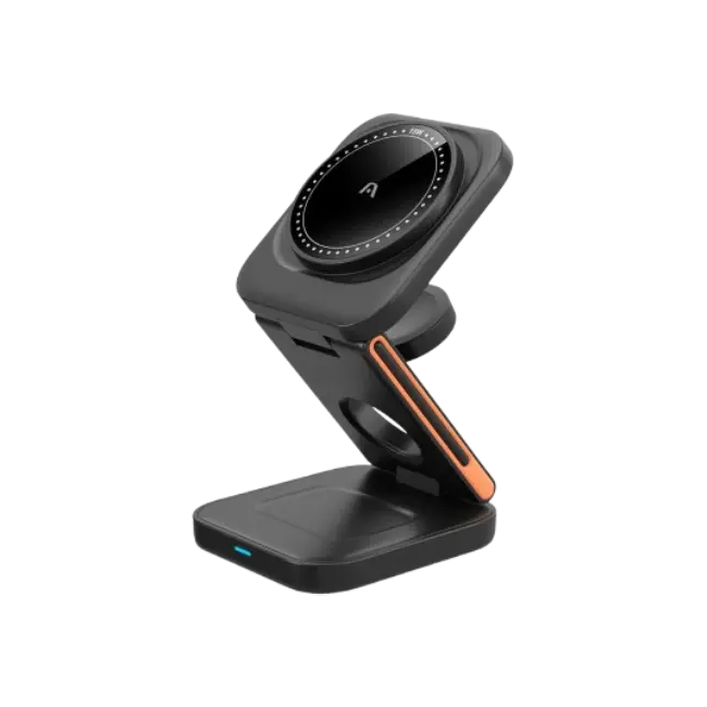 ARGOM MARGNETIC S4 - CARGADOR RÁPIDO PLEGABLE MAGNETICO 3 EN 1 DE 15W/5W/3W