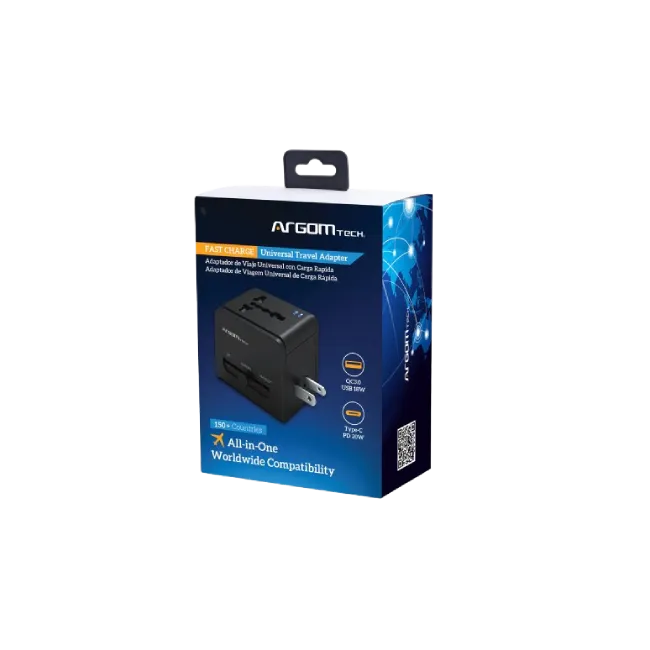 Adaptador de viaje universal con puertos PD y USB QC3.0