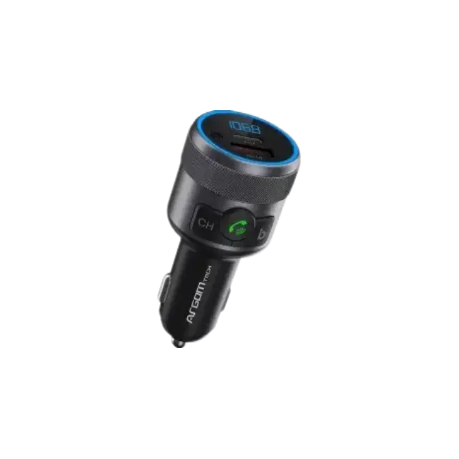 Conector Argom ARG-AC-0343BK Bluetooth Para Carro 2 puertos de Carga Rapida Mega Bajos-3