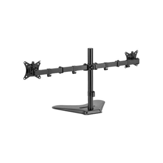 Soporte de escritorio para dos monitores de 32" con base y ranura para teléfono-2
