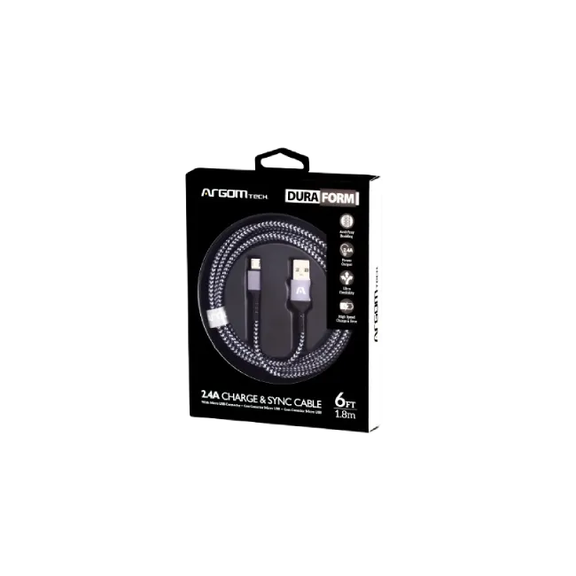 Cable Argom ARG-CB-0021BK Dura Form Micro USB a USB 2.0 Nylon Trenzado 1.8mts Color Azul-2