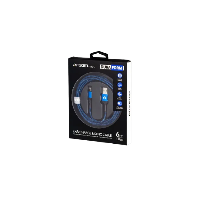 CABLE  MICRO USB A  USB 2.0 NYLON TRENZADO AZUL 1.8M/6FT-4