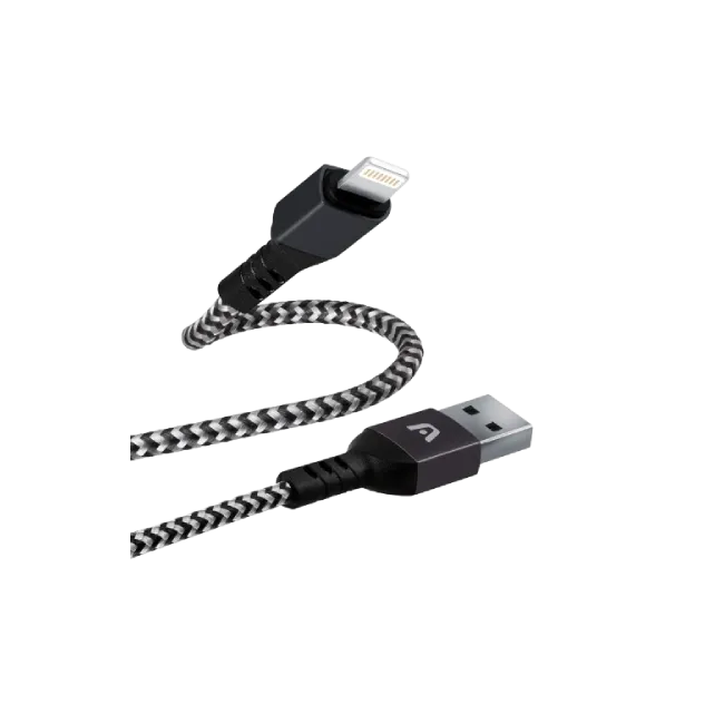 Cable Argom ARG-CB-0023BK Lightning a USB 2.0 Nylon Trenzado Color Negro Metalico