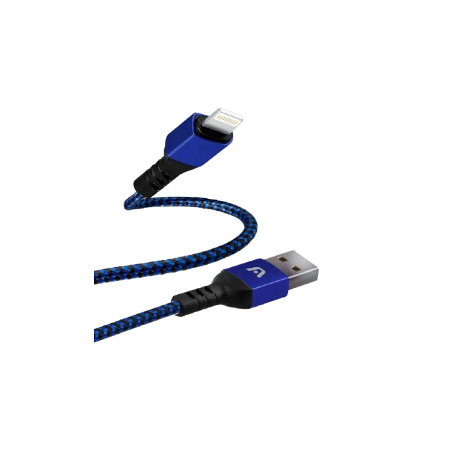 Cable Argom ARG-CB-0023BL Lightning a USB 2.0 Nylon Trenzado Color Azul Metalico