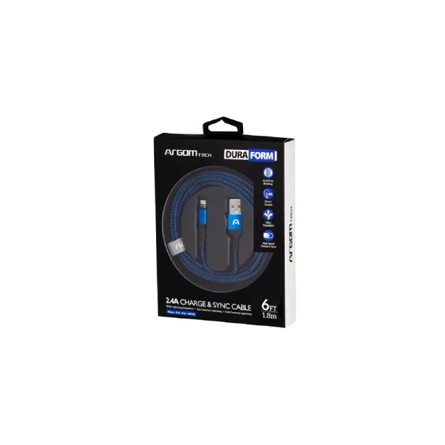 Lightning to USB 2.0 -Nylon Braided -Metal Azul-2