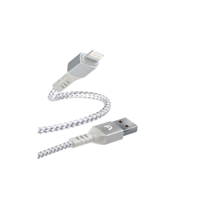 Cable Argom ARG-CB-0023WT Lightning a USB 2.0 Nylon Trenzado Color Blanco Metalico-3