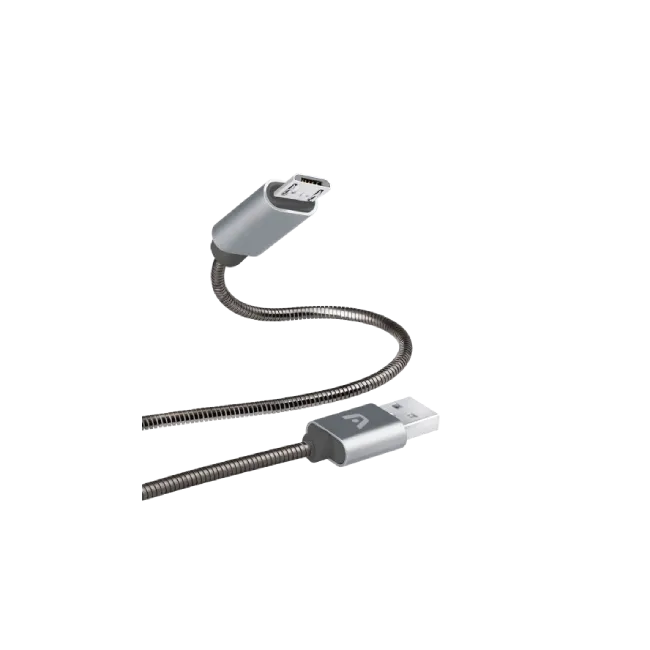 Cable Argom ARG-CB-0026GR Dura Spring Micro USB a USB 2.0  Metal Trenzado 1mt Color Gris-3