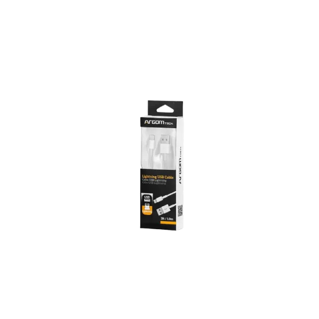 CABLE ARGOM IPHONE LIGHTNING 3 FT/1M ARG-CB-0037-2