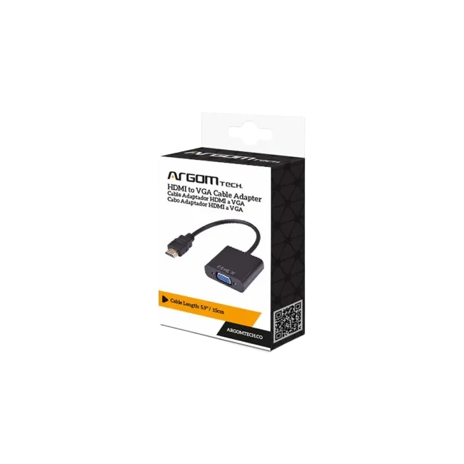 CABLE ADAPTER ARGOM HDMI MALE TO VGA FEMALE 6"/15CM ARG-CB-0055-4