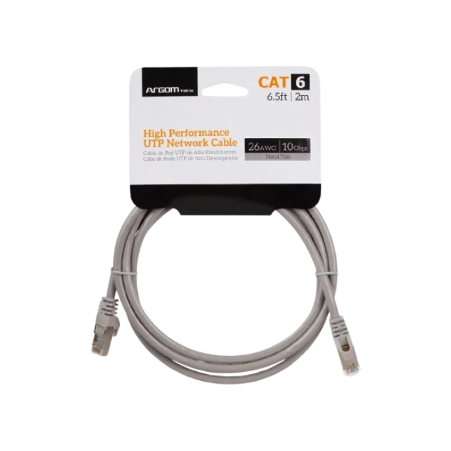 Patch Cord Argom ARG-CB-1553 Cat 6 2 Metros Metal Tips Color Gris