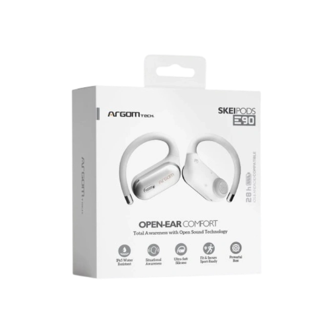 ARGOM SKEIPODS E90 - AUDIFONOS CON IA ENC, DISEÑO OPEN-EAR COLOR BLANCO-4