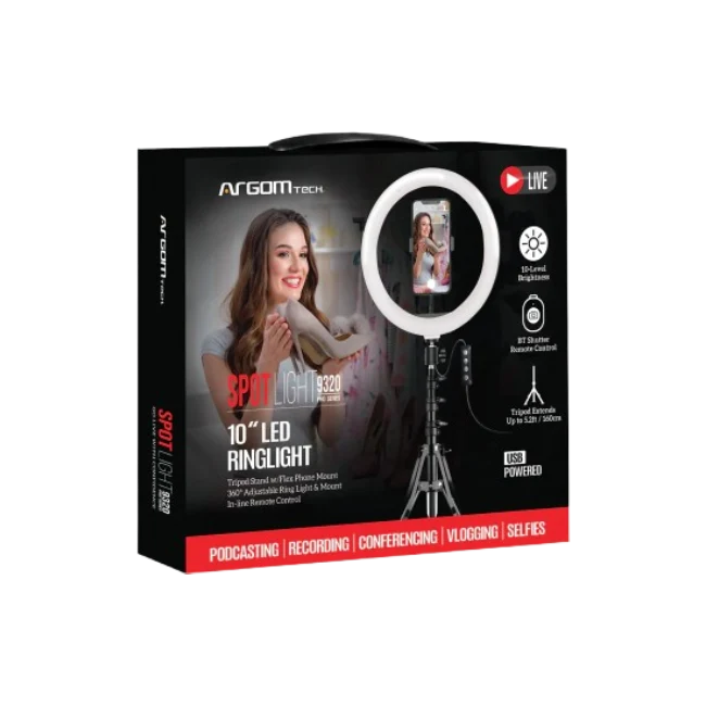 SPOTLIGHT PRO 9320 ANILLO DE LUZ LED DE 10 "CON TRÍPODE COMPLETO