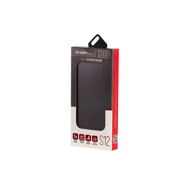 Cargador de Batería Externo S12 Delgado de Aluminio 12,000 mAh - Silver -Doble Entrada: Micro-USB/ T-3