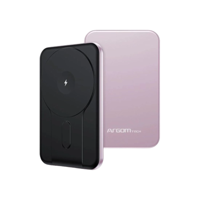 Cargador Portatil Argom ARG-PB-1160PK MS5 MagNetic Delgado de Aluminio 5000MAH Color Rosado-1