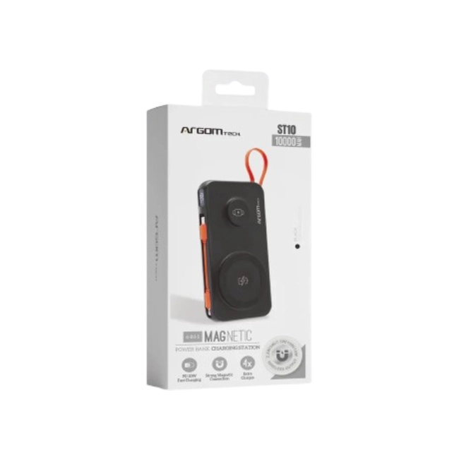 ARGOM MAGNETIC S10 - POWER BANK INALAMBRICA MAGNETICA 4 EN 1 DE 10,000 MHA-4