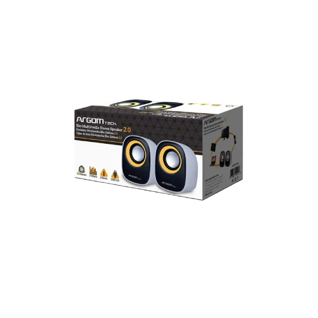 Parlantes Multimedia Eko Estéreo 2.0 Blanco-Naranja-6