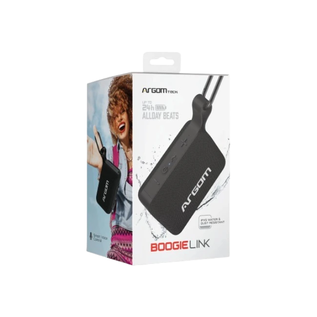 ARGOM BOOGIELINK - ALTAVOZ BT PORTATIL 8W RMS / IPX5 COLOR NEGRO