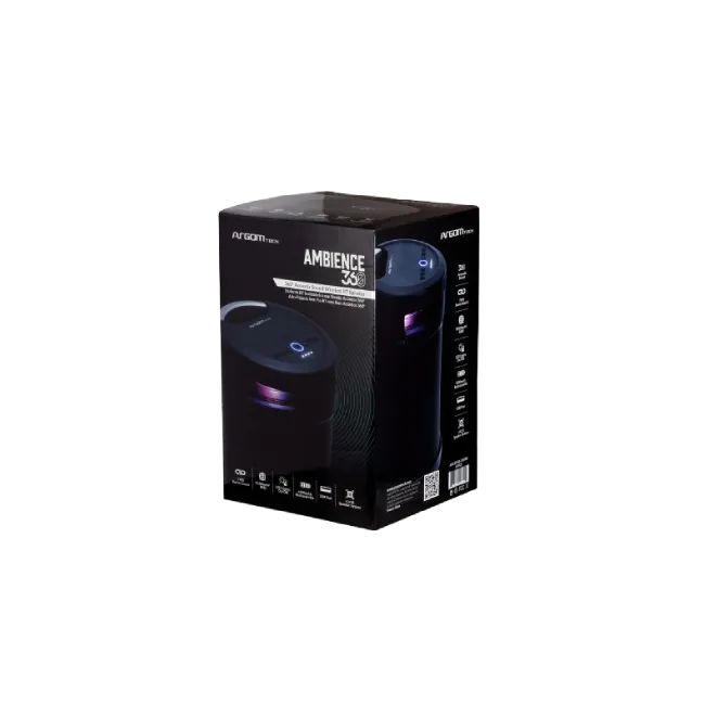Bocina Argom ARG-SP-3365BK Ambience 360 Luces LED + 70.000mW RMS + Mic Input Para Karaoke Color Negro