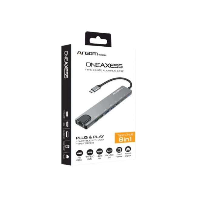 ADAPTADOR-DOCKING, TIPO C, 8 EN 1 DE AXESS CON TRANSFERENCIA DE PD DE 100 W