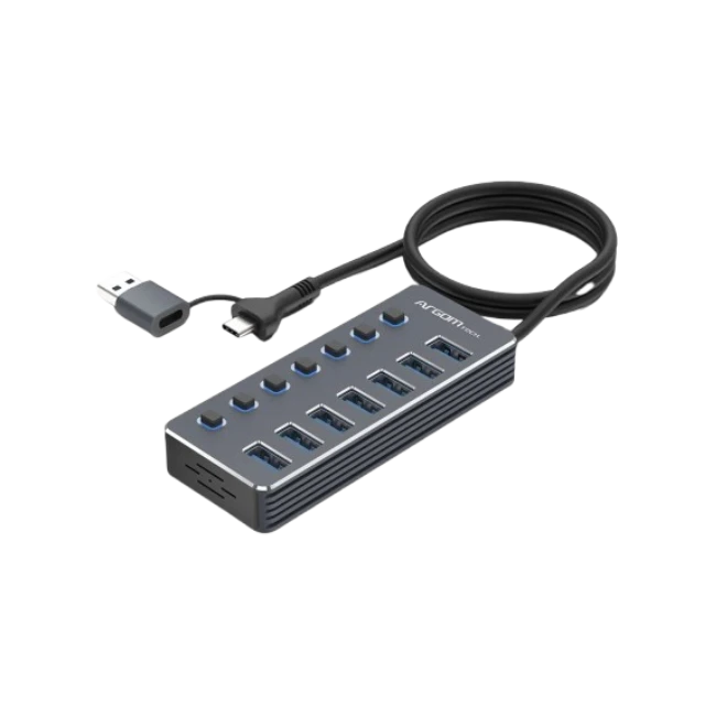 HUB USB A+C CON 7 PUERTOS USB 3.0 INTERRUPTOR ON/OFF 5GBPS CON CABLE DE 0.5MTS-3