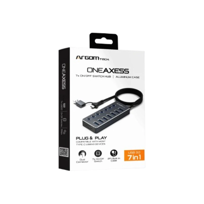 HUB USB A+C CON 7 PUERTOS USB 3.0 INTERRUPTOR ON/OFF 5GBPS CON CABLE DE 0.5MTS-2