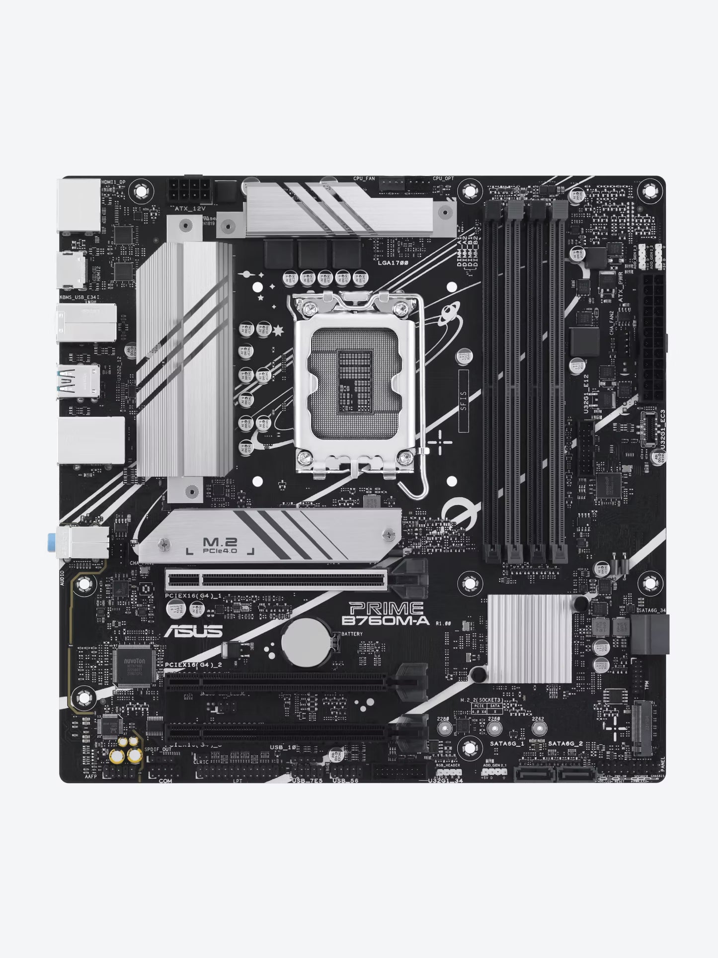 ASUS PRIME B760M-A - Placa base - micro ATX - Socket LGA1700 - B760 Chipset - USB 3.2 Gen 1, USB 3.2 Gen 2, USB-C 3.2 Gen 1 - 2.5 Gigabit LAN - Tarjeta gráfica (CPU necesaria) - HD Audio (8-canales)-1