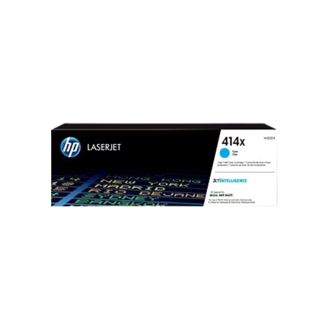 HP 414X - Alto rendimiento - cián - original - LaserJet - cartucho de tóner (W2021X) - para Color LaserJet Enterprise M455, MFP M480; Color LaserJet Pro M454, M479, MFP M479-3