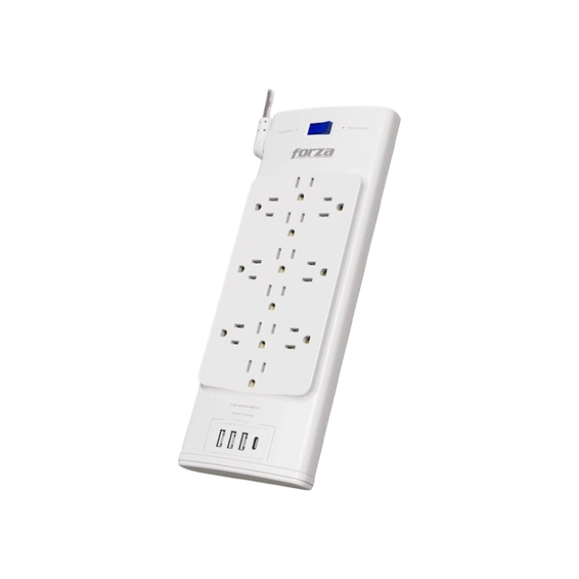 Forza - Surge protector - AC 110/220 V - 12 Tomas de Corriente - 3-USBA/1C 2700J WH-2