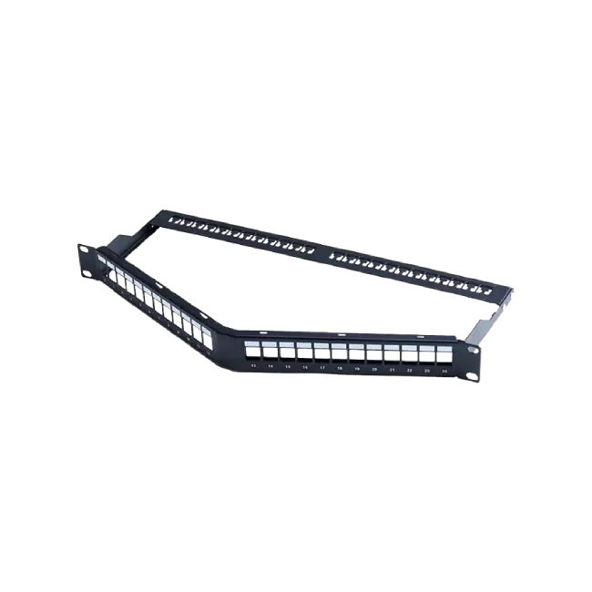 Nexxt Solutions Infrastructure - Patch panel - Cold-rolled steel - Black with silver extrusion - Angled Mod SH 24P 1U-4