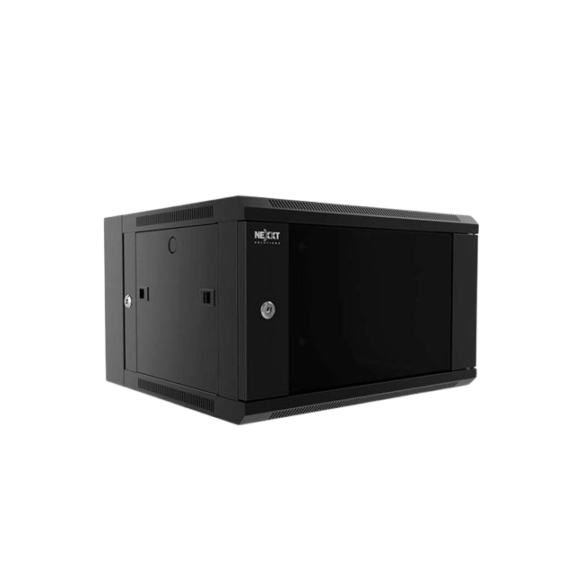 Nexxt Solutions Infrastructure - Wall mount enclosure - SPCC steel / Tempered glass - Black / RAL 9005 - 9U 600X450-4