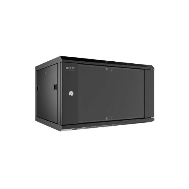 Nexxt Solutions Infrastructure - Wall mount enclosure - SPCC steel / Tempered glass - Black / RAL 9005 - 6U 600X600-1