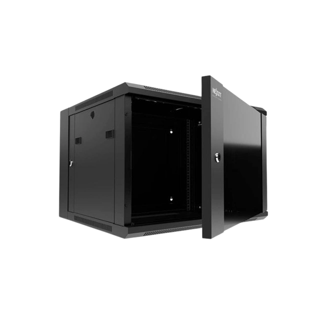 Nexxt Solutions Infrastructure - Wall mount enclosure - SPCC steel / Tempered glass - Black / RAL 9005 - 9U 600X600-1
