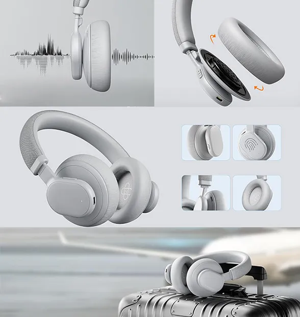 Headset Bianco Inalambrico Fingertime ANC-01 BI-ANC-001GRS Color Gris-3