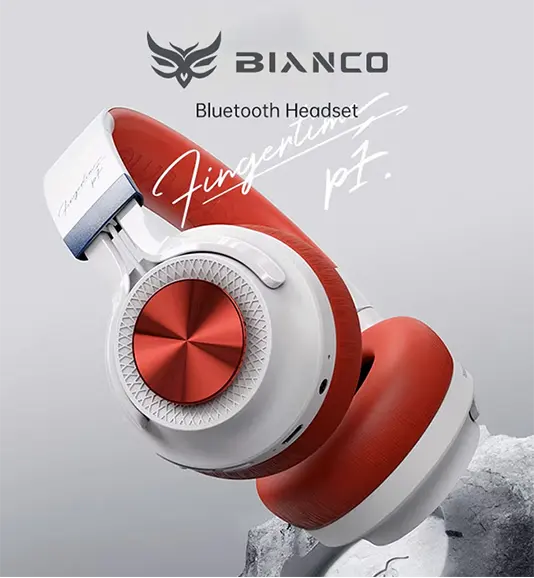 Headset Bianco  Inalambrico Fingertime ANC P1 BI-ANC-P001 Color Blanco con Rojo-4