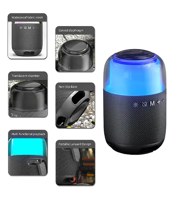 Bocina Inalambrica RGB Bianco BI-EBS-708 Color Negro-7