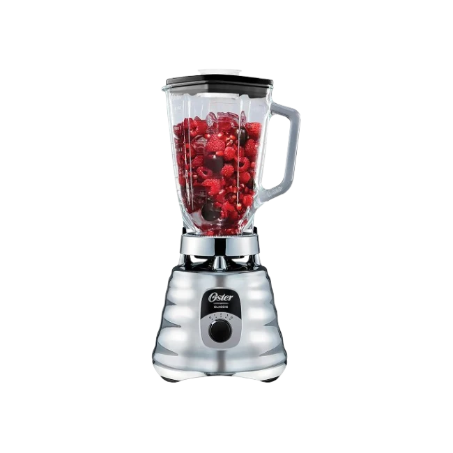 Licuadora Clasica Oster BLST4655-013 Cromada con Perilla Ergonómica de 3 Velocidades Color Negro