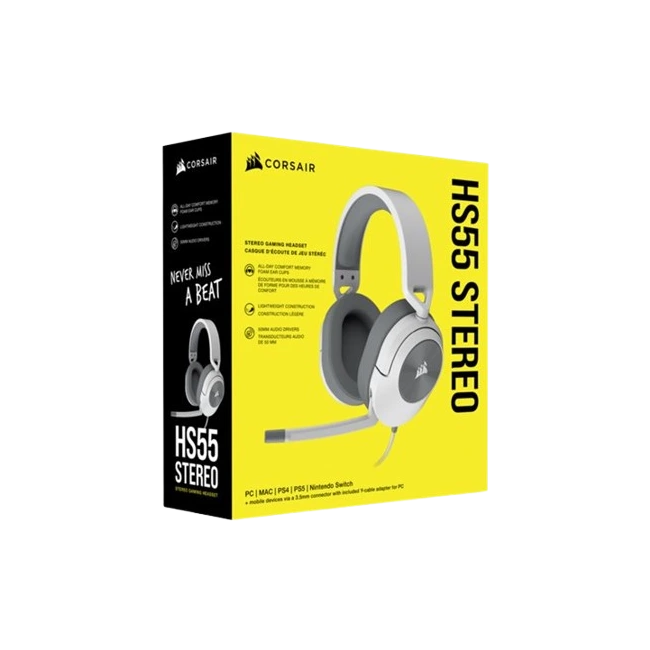 Headset Gaming Corsair HS55 Con Cable 3.5 Color Blanco CA-9011261-NA-6