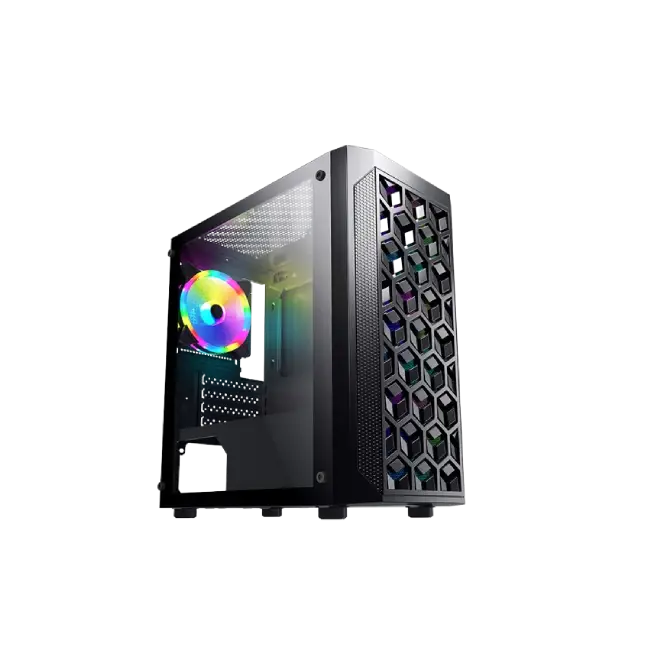 Case Gaming Eagle Warrior CG06AKRA001C Micro ATX Frontal con ABS + Mesh Hinge sin Tornillos Vidrio Templado con RGB Color Negro-4