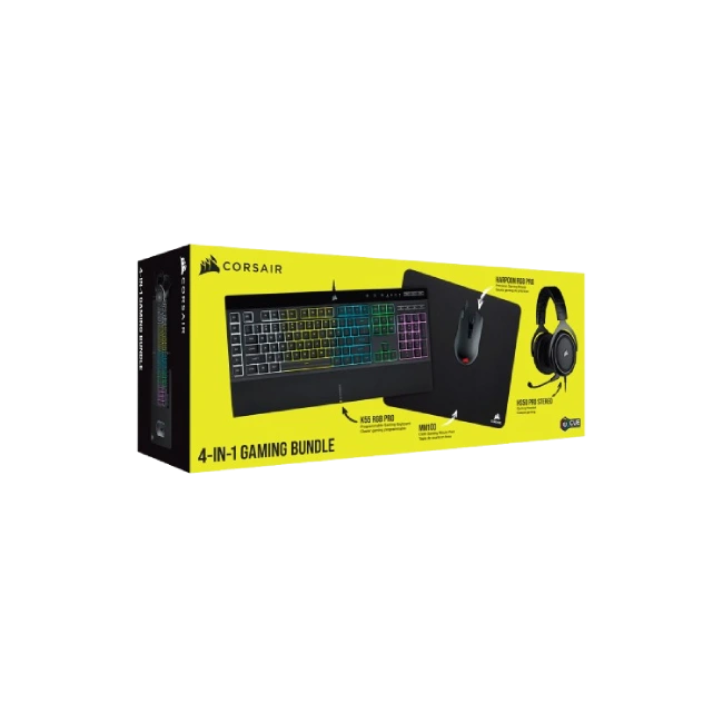 Combo Gaming Corsair 4 en 1 Teclado K55 RGB PRO + Mouse Harpoon RGB PRO + Headset HS50 PRO + Mouse PAD MM110-1
